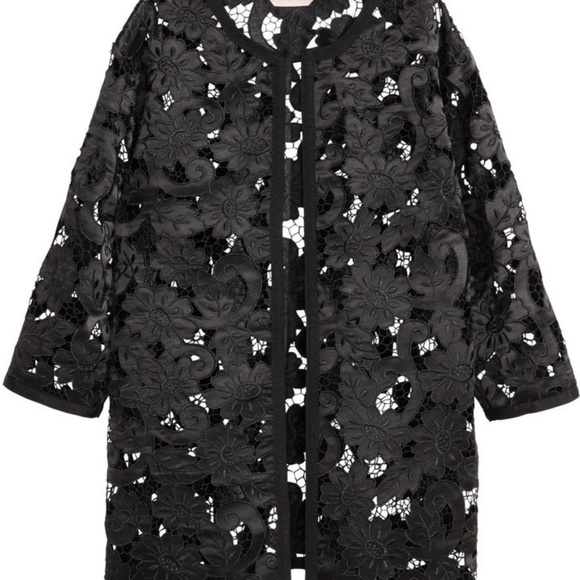 H&M Jackets & Blazers - H&M Black Embroidered Satin Lacy Jacket